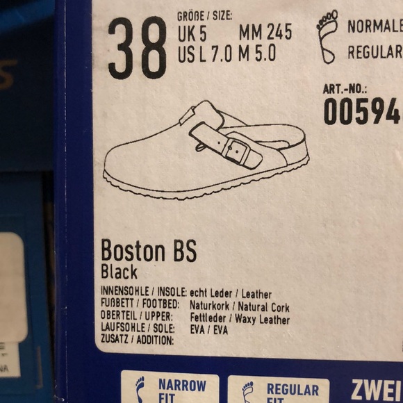 38/7 Leather & Cork Birkenstock Boston Clog Black - Picture 10 of 10